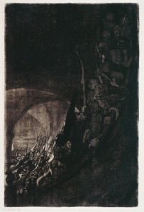 Bewaffnung in einem Gewölbe - Armement sous une Voûte - feuillet 4 du cycle La Guerre des Paysans - Käthe Kollwitz 1906