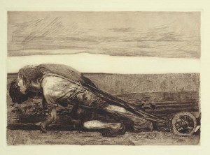 Die Pflüger - Les laboureurs - feuillet 1 du cycle La guerre des paysans - Käthe Kollwitz 1907